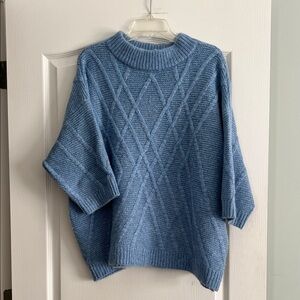 Lands' End Women's Blue Textured Turtleneck Sweater